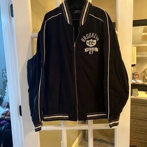 Ralph Lauren Black Varsity Jacket with White Accents - Vintage Classic